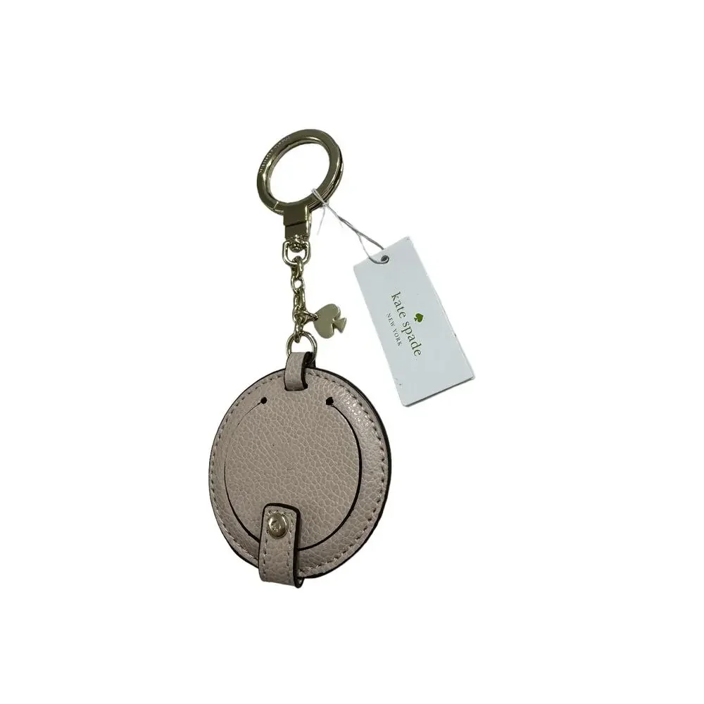 Kate Spade Women's Circle Mirror Leather Keychain Purse charm Rose Cloud